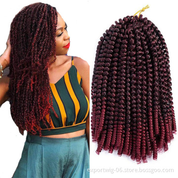 Spring Twist Crochet Hair Extensions African Springy Braiding Hair 8inches Long Soft Bouncy Synthetic Fiber Ombre Color